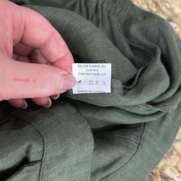 IXIMO Tapered Pants Linen Drawstring Back Elastic Waist Pants Size XL - Picture 8 of 11